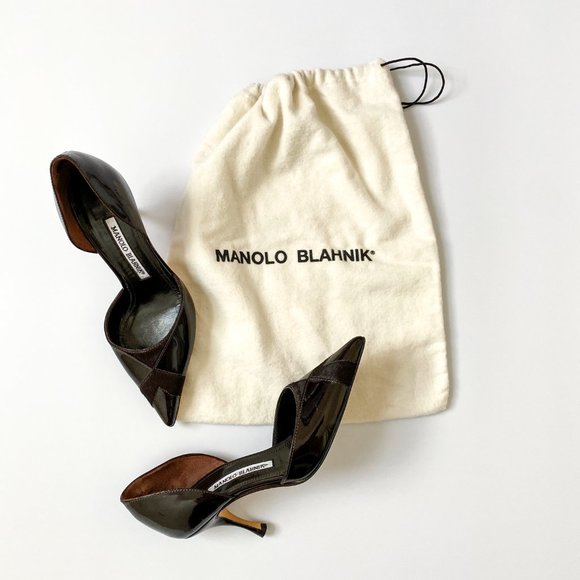 Manolo Blahnik Black Patent D'Orsay Pumps Size 36 - Picture 13 of 14